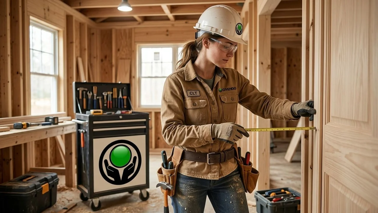 Charlotte carpenter installing trim inside a new home