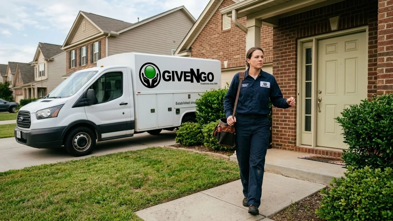 Charlotte plumber arriving at a suburban service call