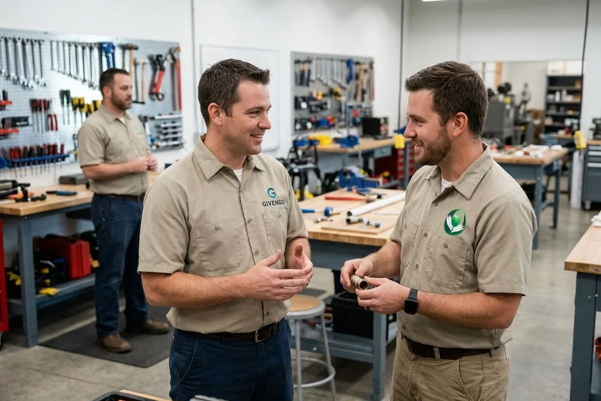 Give N Go instructors gathered inside the Charlotte training space