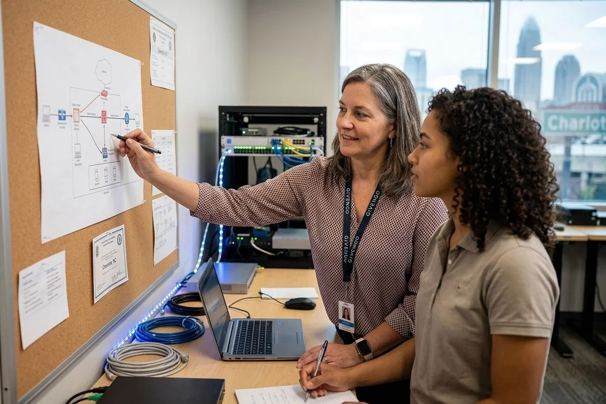 IT Support & Network Training demonstration on a Charlotte training site