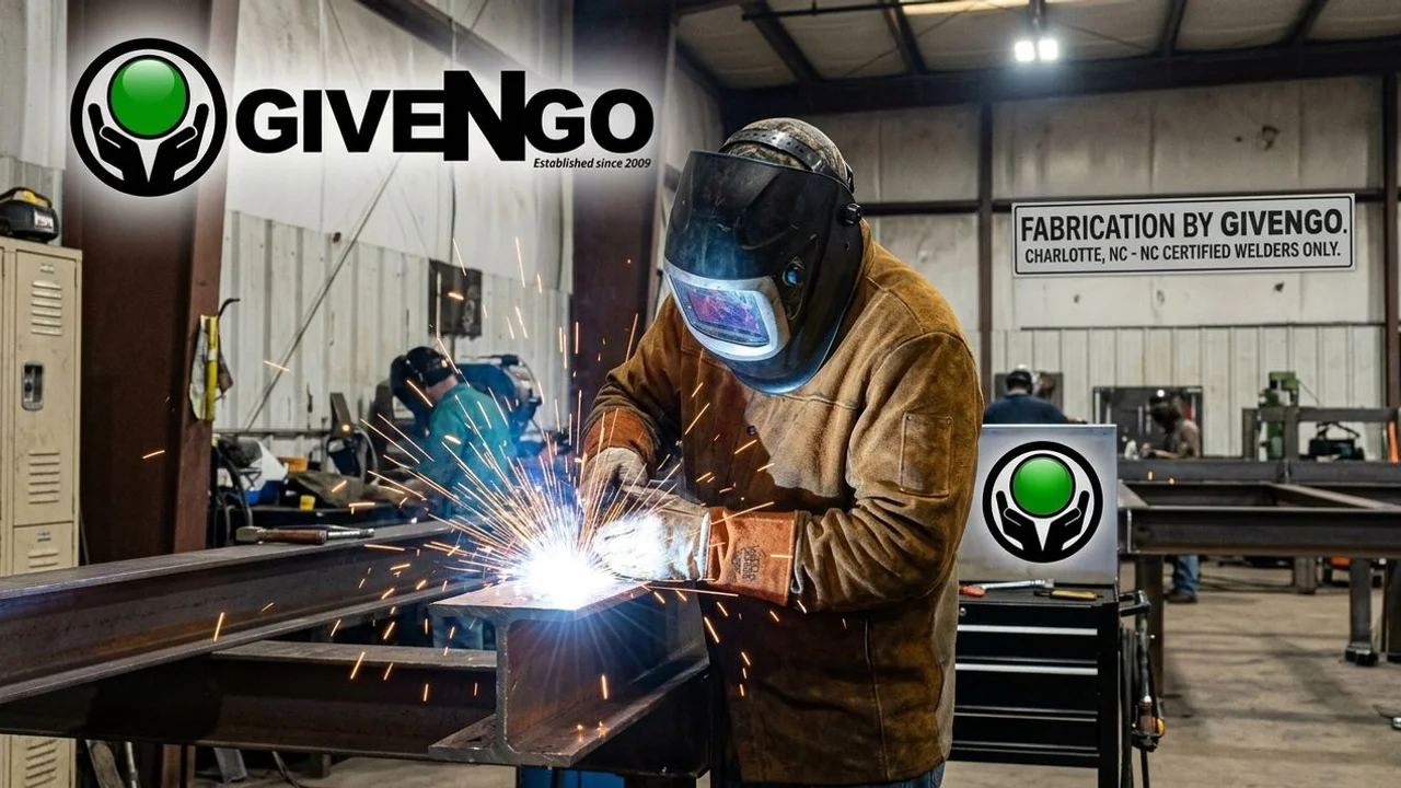 NC welder working on structural steel with full PPE