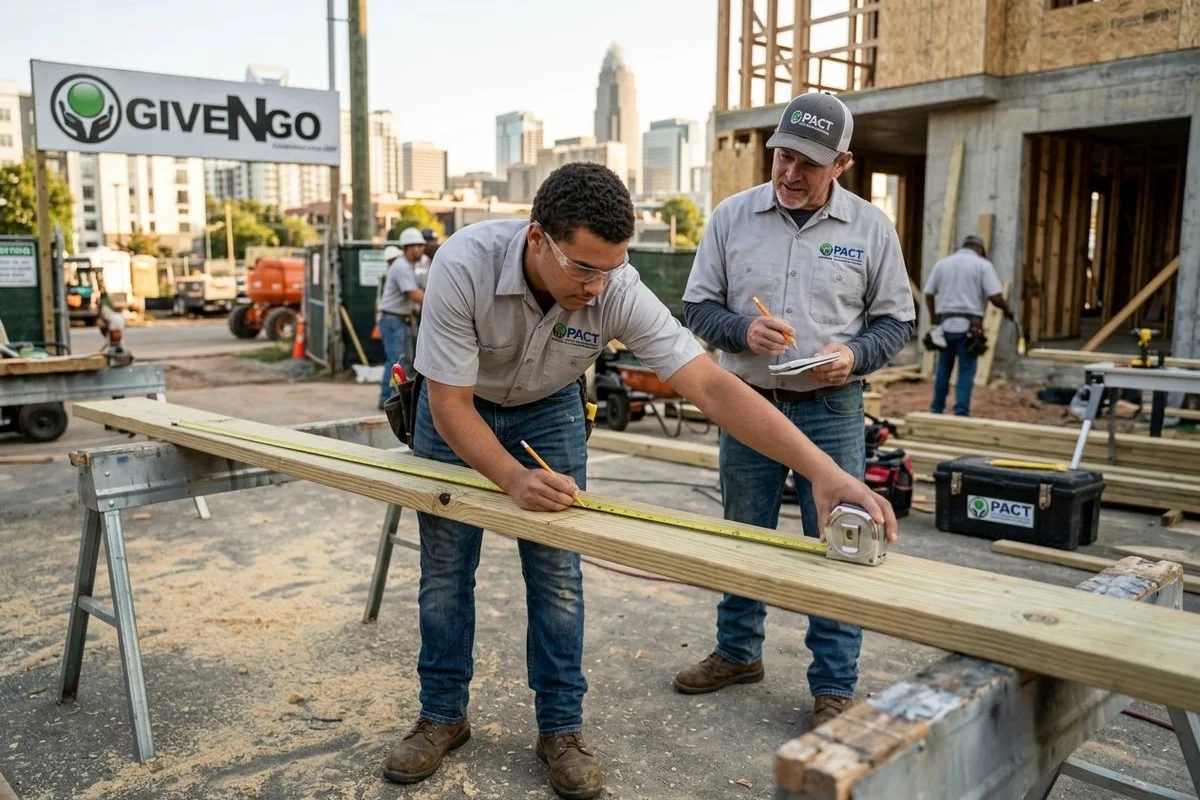 PACT Pre-Apprenticeship Certification demonstration on a Charlotte training site